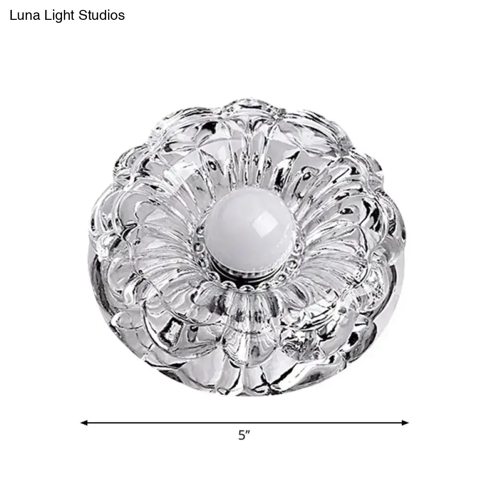 Modernity Amber Crystal Led Ceiling Floweret Flush Mount Lamp - Perfect Porch Light Fixture