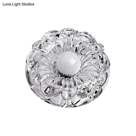 Modernity Amber Crystal Led Ceiling Floweret Flush Mount Lamp - Perfect Porch Light Fixture