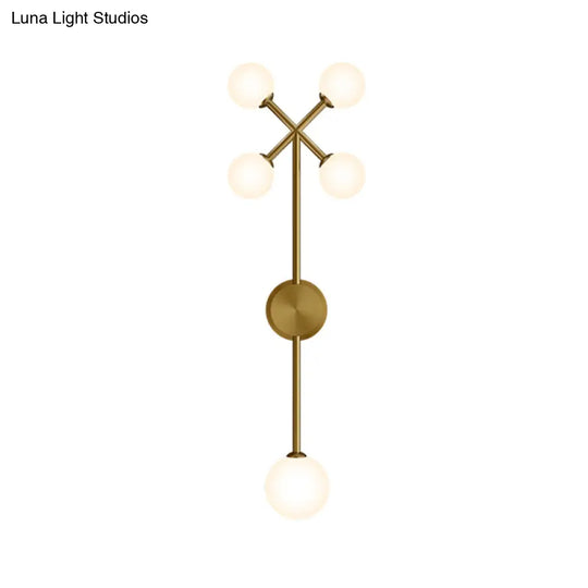 Modo Cream Glass Wall Lamp Sconce - Postmodern 5-Light Gold Pencil Arm Fixture