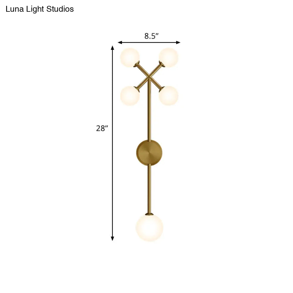 Modo Cream Glass Wall Lamp Sconce - Postmodern 5-Light Gold Pencil Arm Fixture