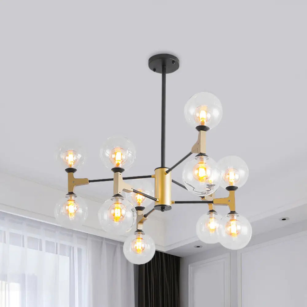 Modo G9 Gold Metal Chandelier - Contemporary 12-Light Hanging Light For Hotels Amber