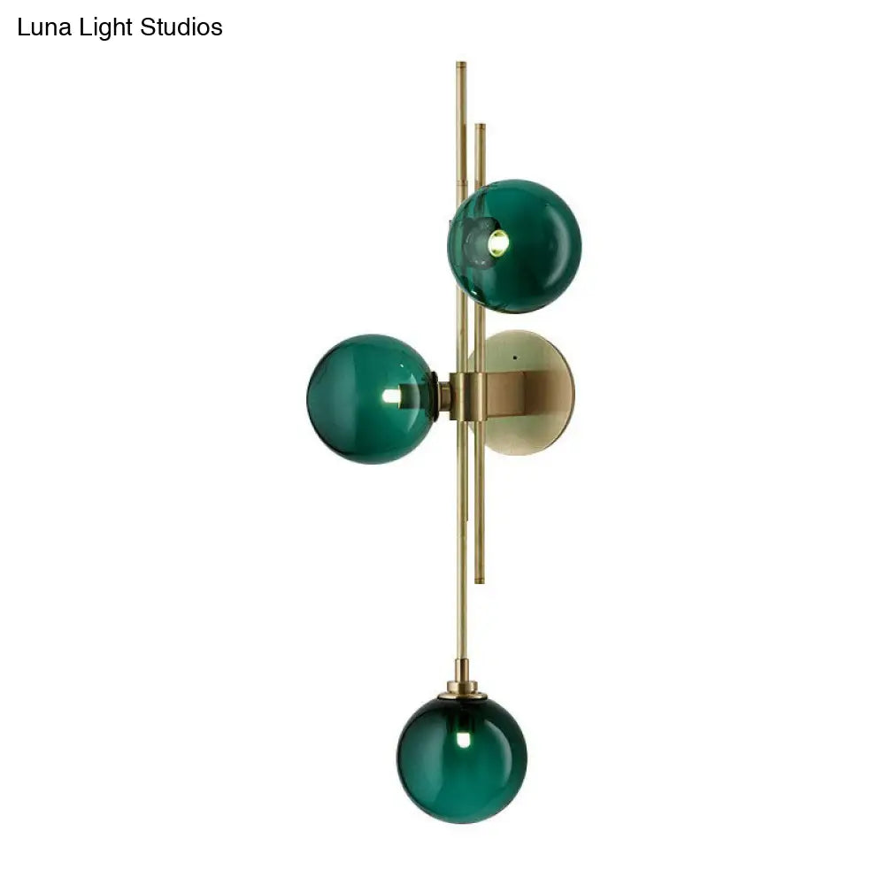 Modo Glass Sconce Lighting: Retro 3-Light Brass Wall Mount For Dining Room