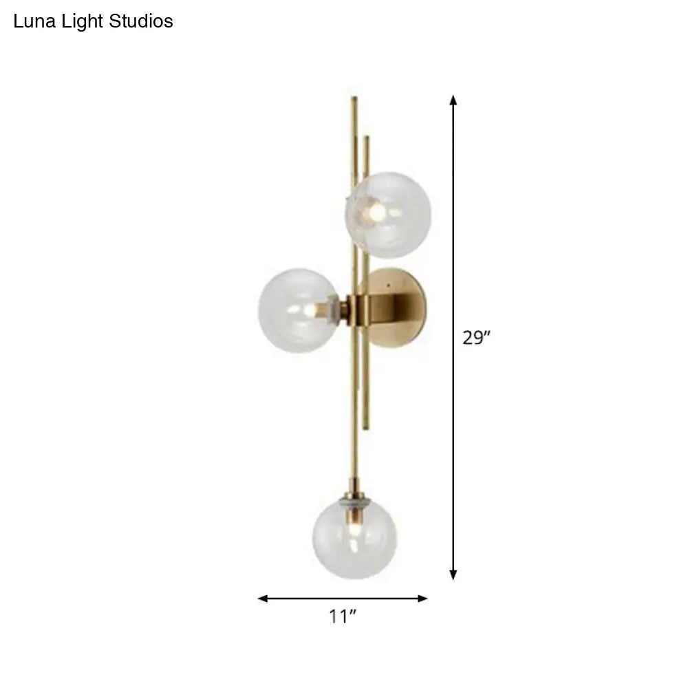 Modo Glass Sconce Lighting: Retro 3-Light Brass Wall Mount For Dining Room