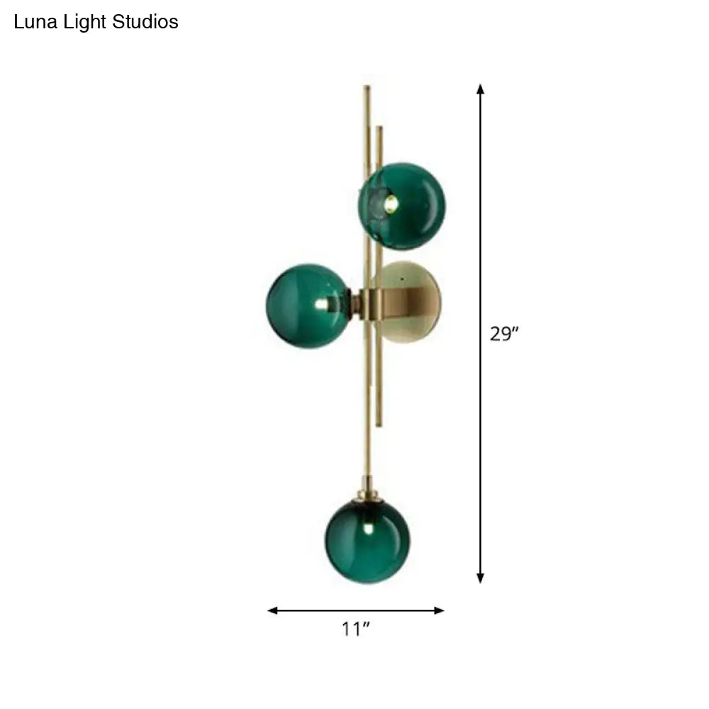 Modo Glass Sconce Lighting: Retro 3-Light Brass Wall Mount For Dining Room