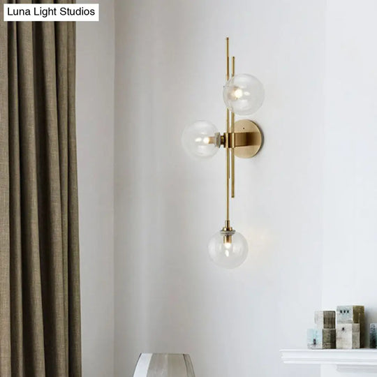 Modo Glass Sconce Lighting: Retro 3-Light Brass Wall Mount For Dining Room