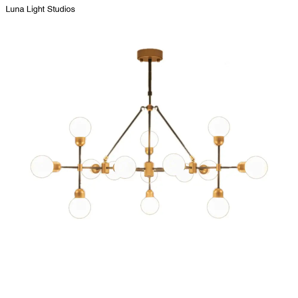 Modo Opal Glass Brass Chandelier - Modern Pendant Light For Living Room With Multi-Head Stylish