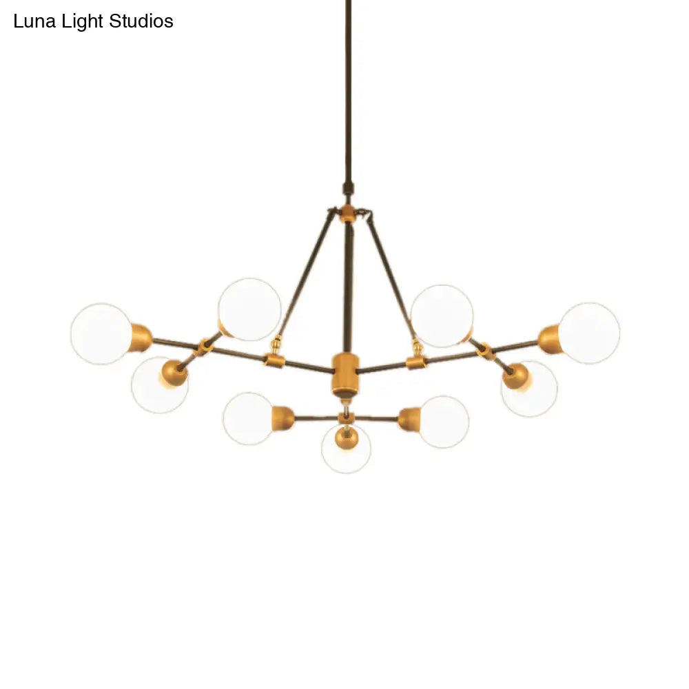 Modo Opal Glass Brass Chandelier - Modern Pendant Light For Living Room With Multi-Head Stylish