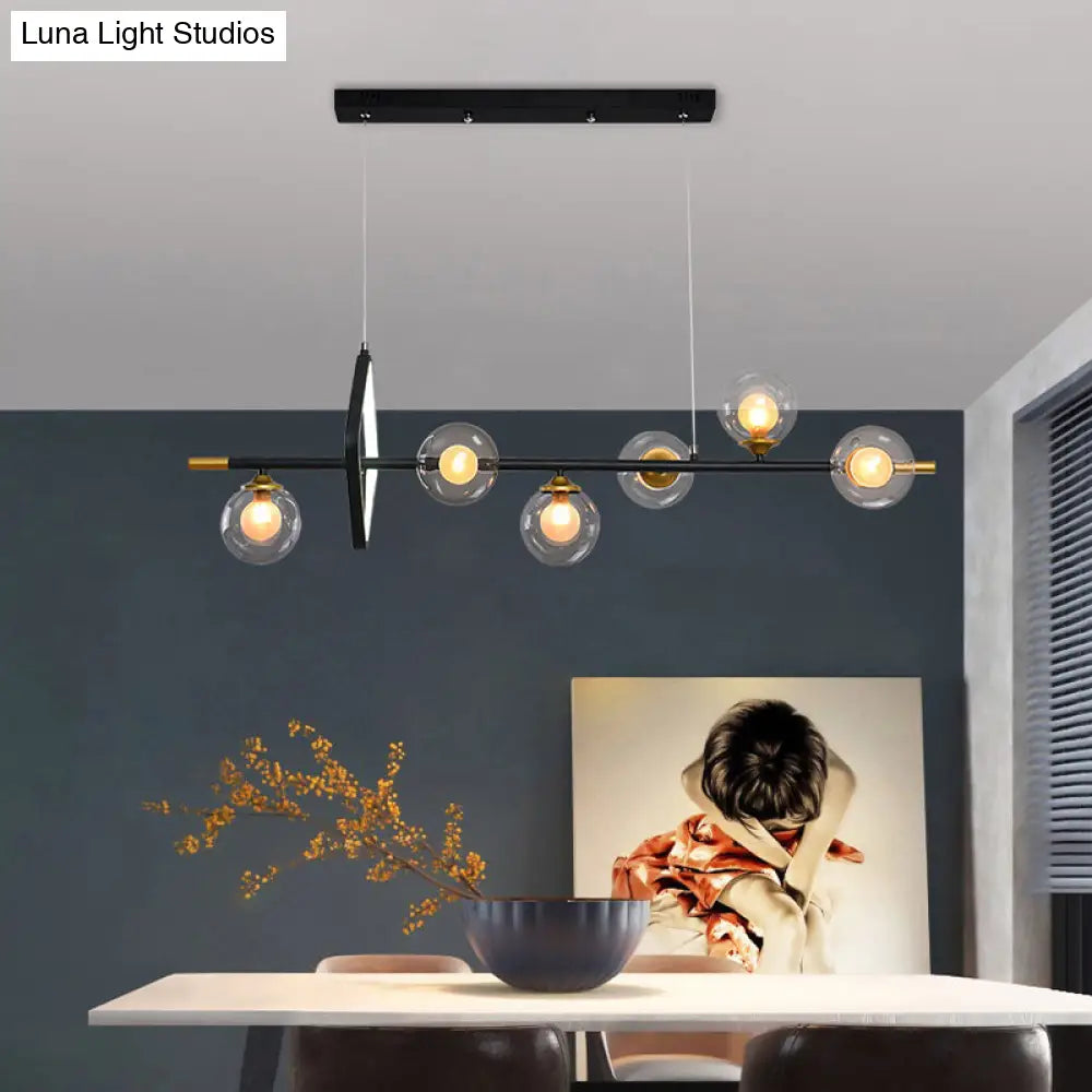 Molecular Dining Room Island Pendant Light - Dual Glass 6-Light Modern Hanging Lamp Kit