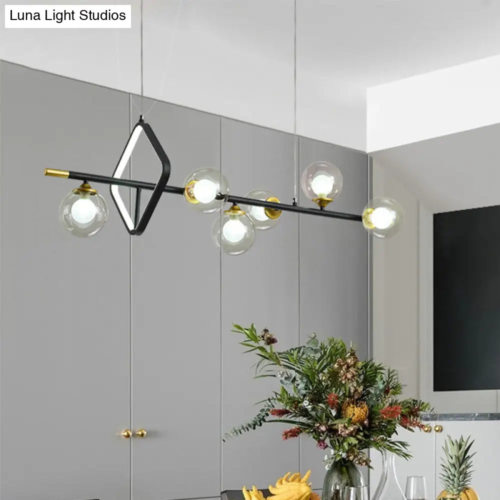 Molecular Dining Room Island Pendant Light - Dual Glass 6-Light Modern Hanging Lamp Kit