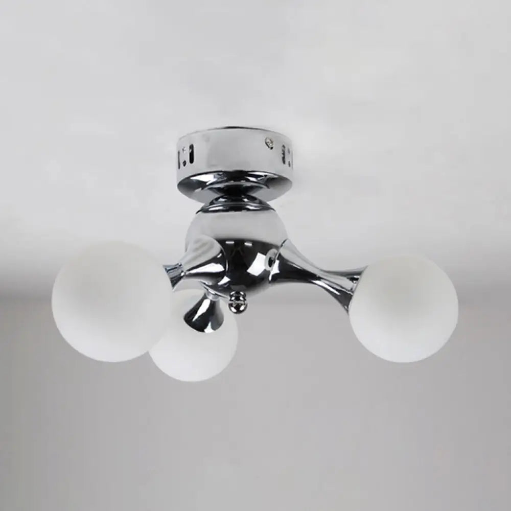 Molecular Nordic Style Semi Flush Light - Frosted Glass 3 Lights Chrome/White Ceiling Mounted