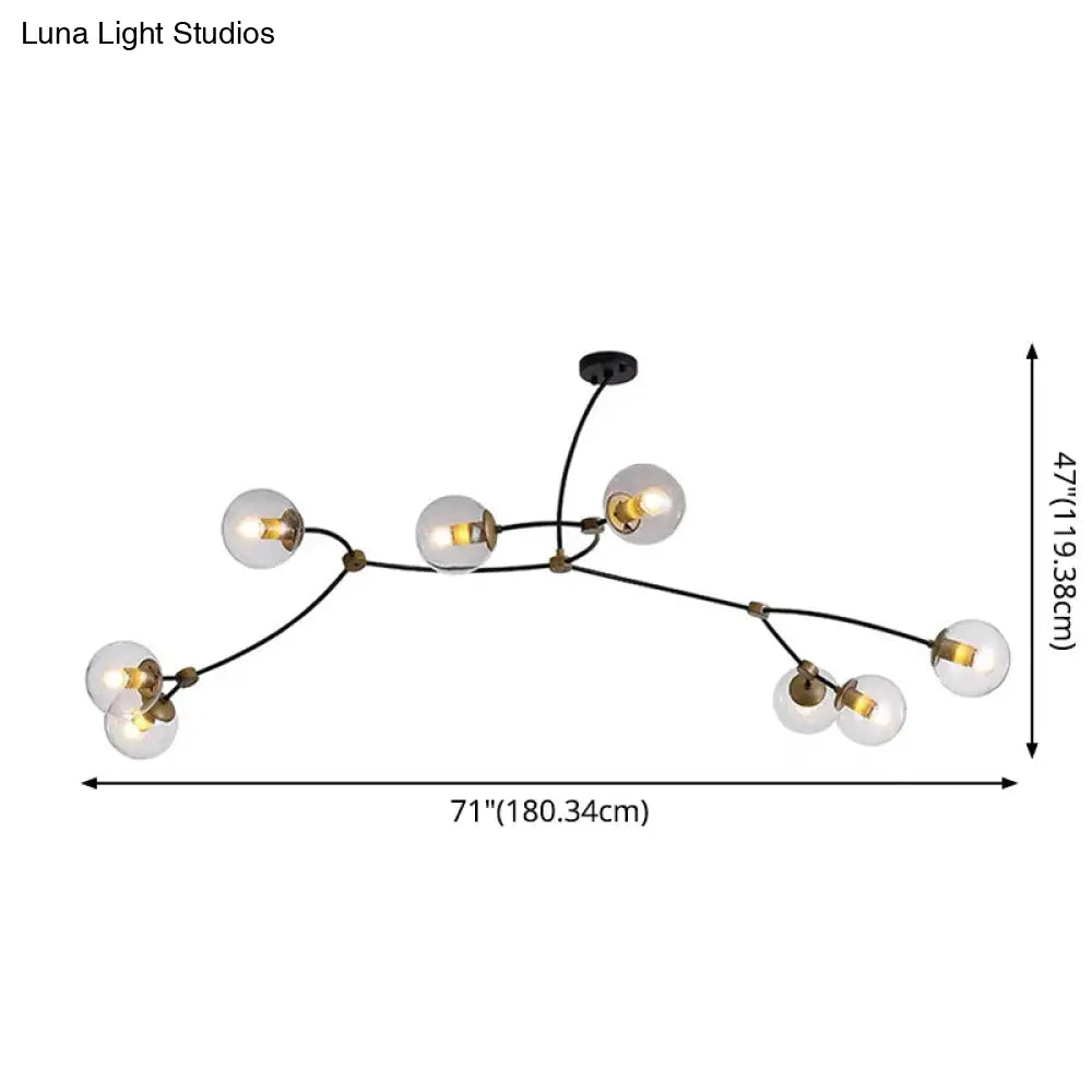 Molecular Suspension Island Light: Minimalist Black-Gold Metal Design With Ball Glass Shade