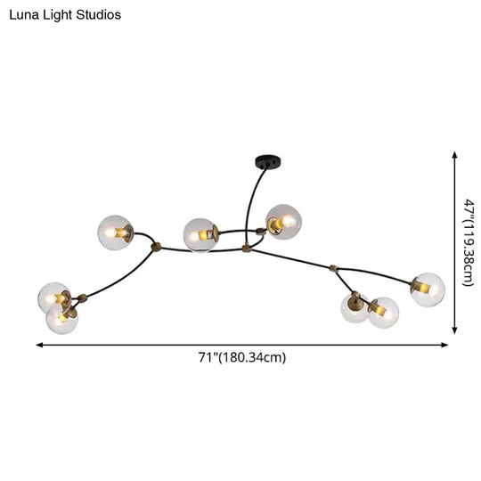 Molecular Suspension Island Light: Minimalist Black-Gold Metal Design With Ball Glass Shade