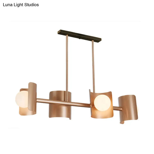 Molecule Dining Room Pendant Light: Traditional Metal 4-Light Rose Gold Hanging Lamp