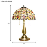 Molly - 2-Light 2 Lights Table Lamp Dotted Pattern Bowl Shell Night Stand Light With Pull Chain In