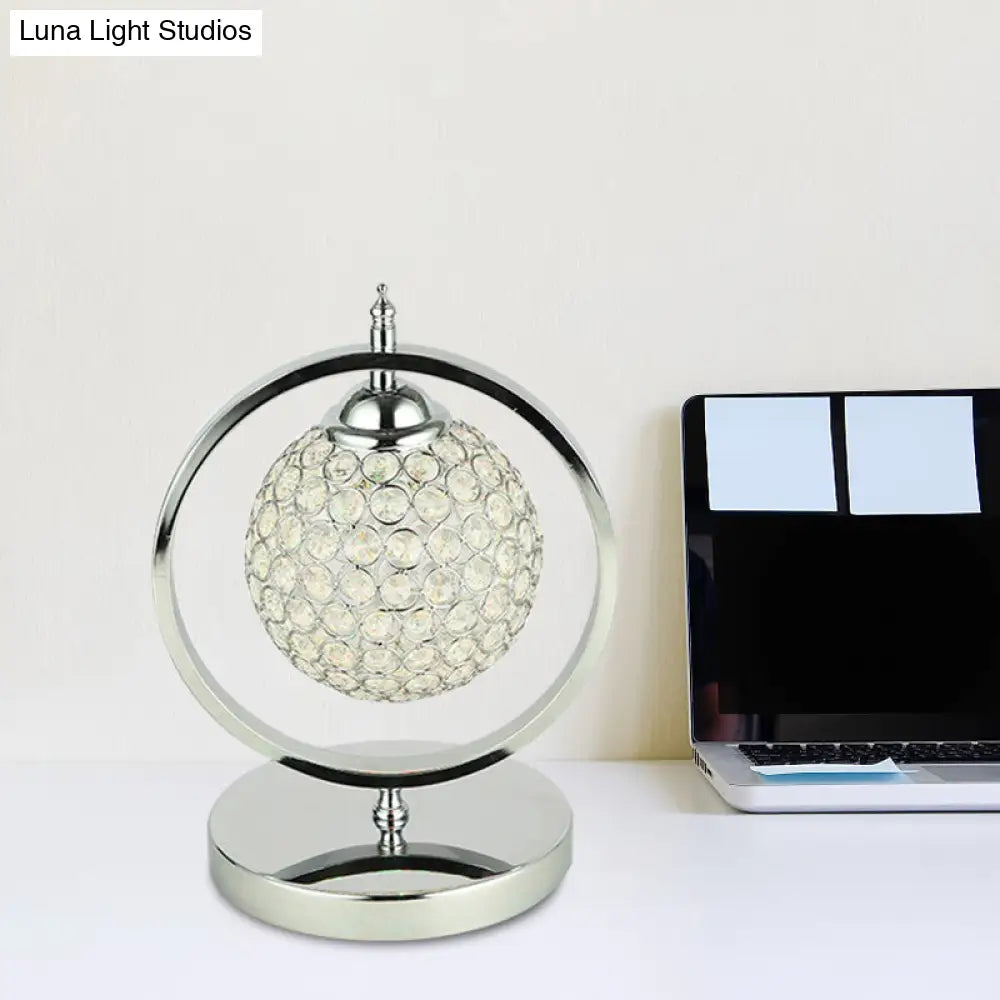 Minimalist Chrome Crystal Led Study Room Night Table Lamp