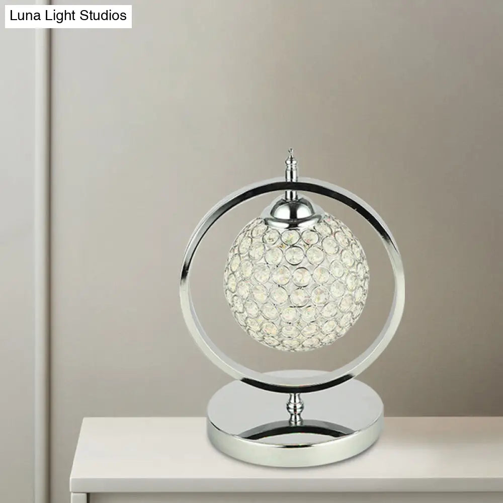 Minimalist Chrome Crystal Led Study Room Night Table Lamp