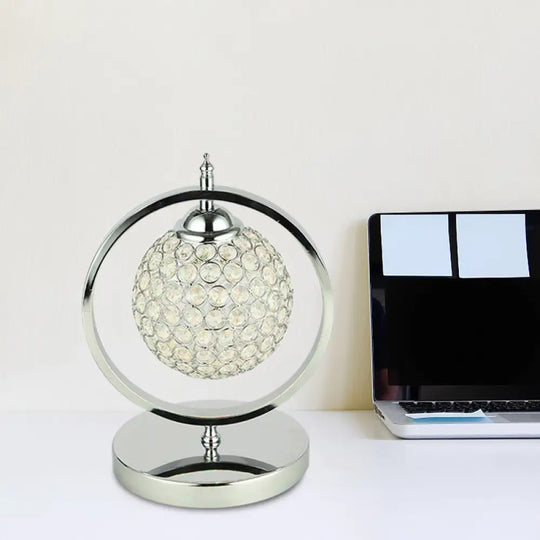 Molly - Minimalist Crystal Led Table Lamp For Night Stand Or Study Room Chrome