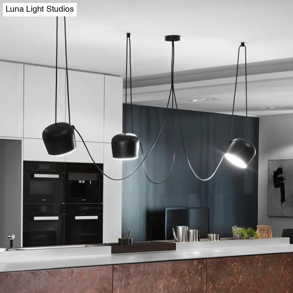 Monochrome Metal Pendant Light - Modern Suspension Lighting For Living Room