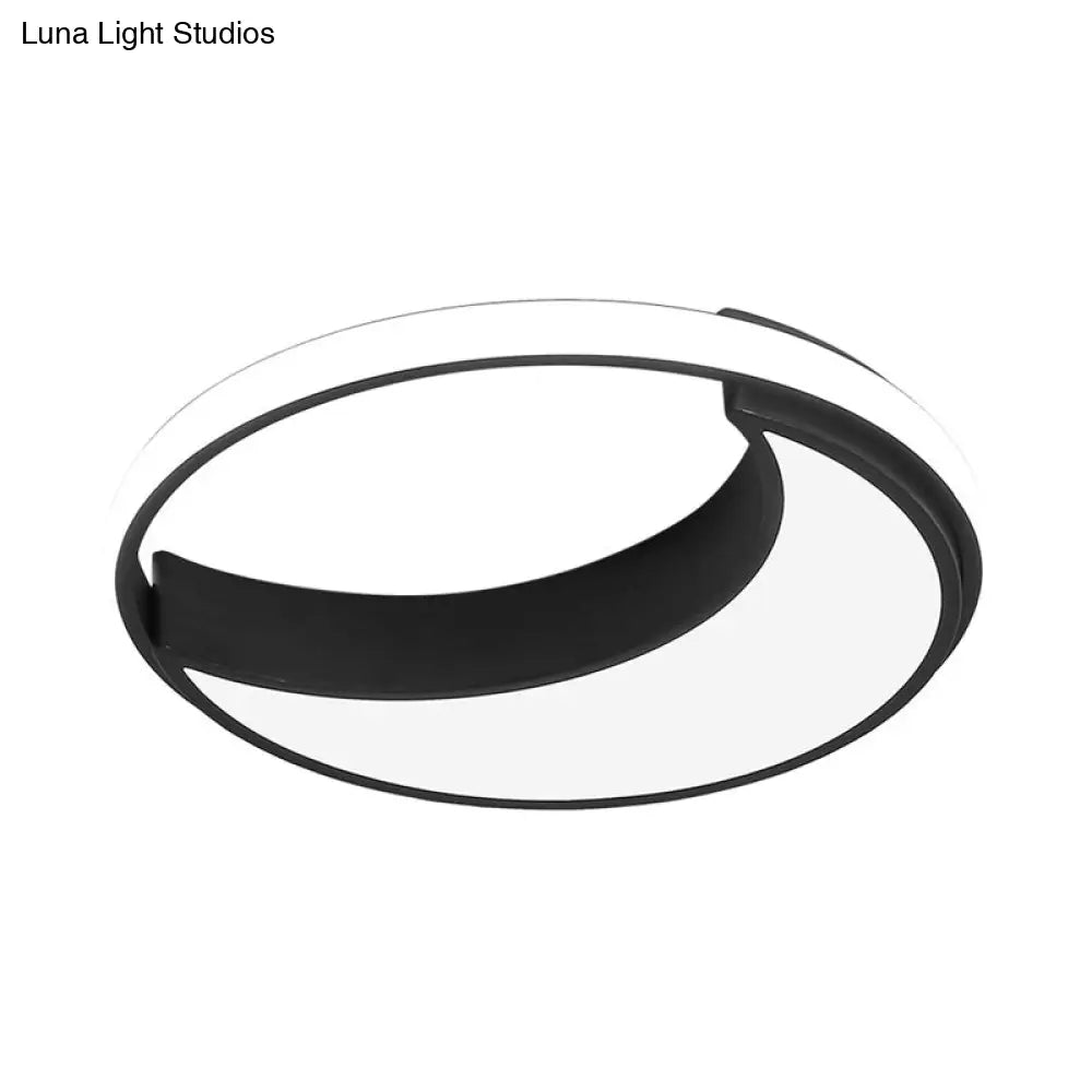 Moon Ceiling Light: Minimalist Metal Led Flush Mount Choose White/Warm Natural Light