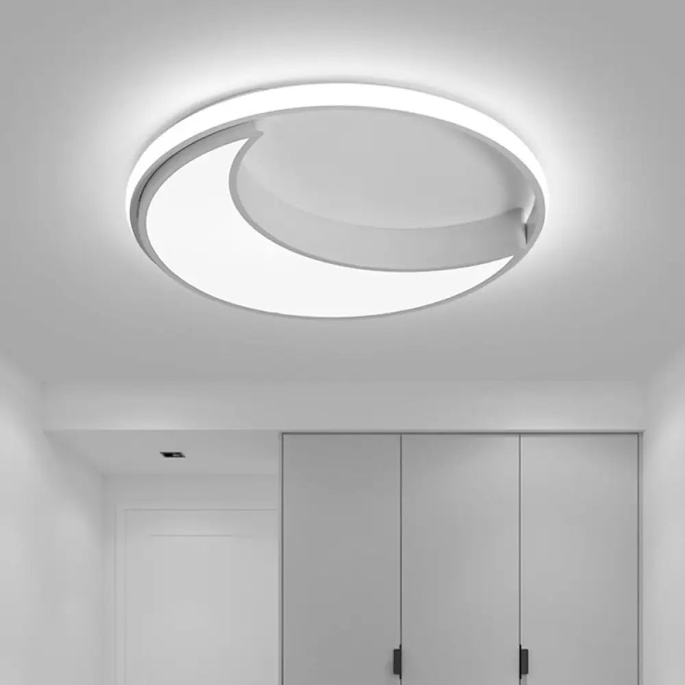 Moon Ceiling Light: Minimalist Metal Led Flush Mount Choose White/Warm Natural Light