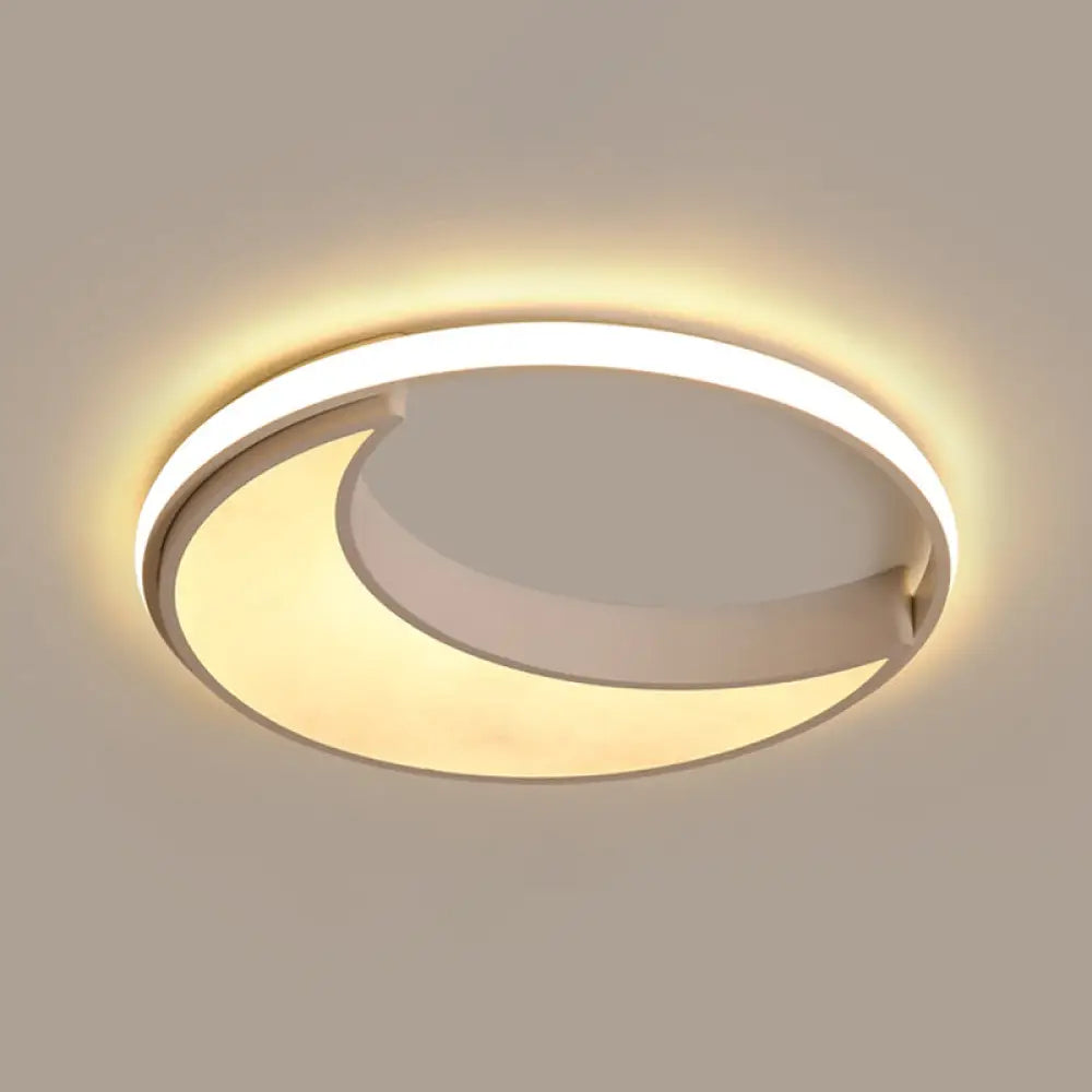 Moon Ceiling Light: Minimalist Metal Led Flush Mount Choose White/Warm Natural Light