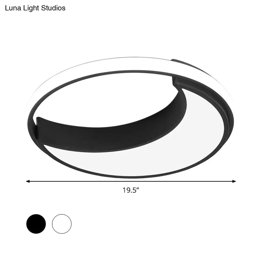 Moon Ceiling Light: Minimalist Metal Led Flush Mount Choose White/Warm Natural Light