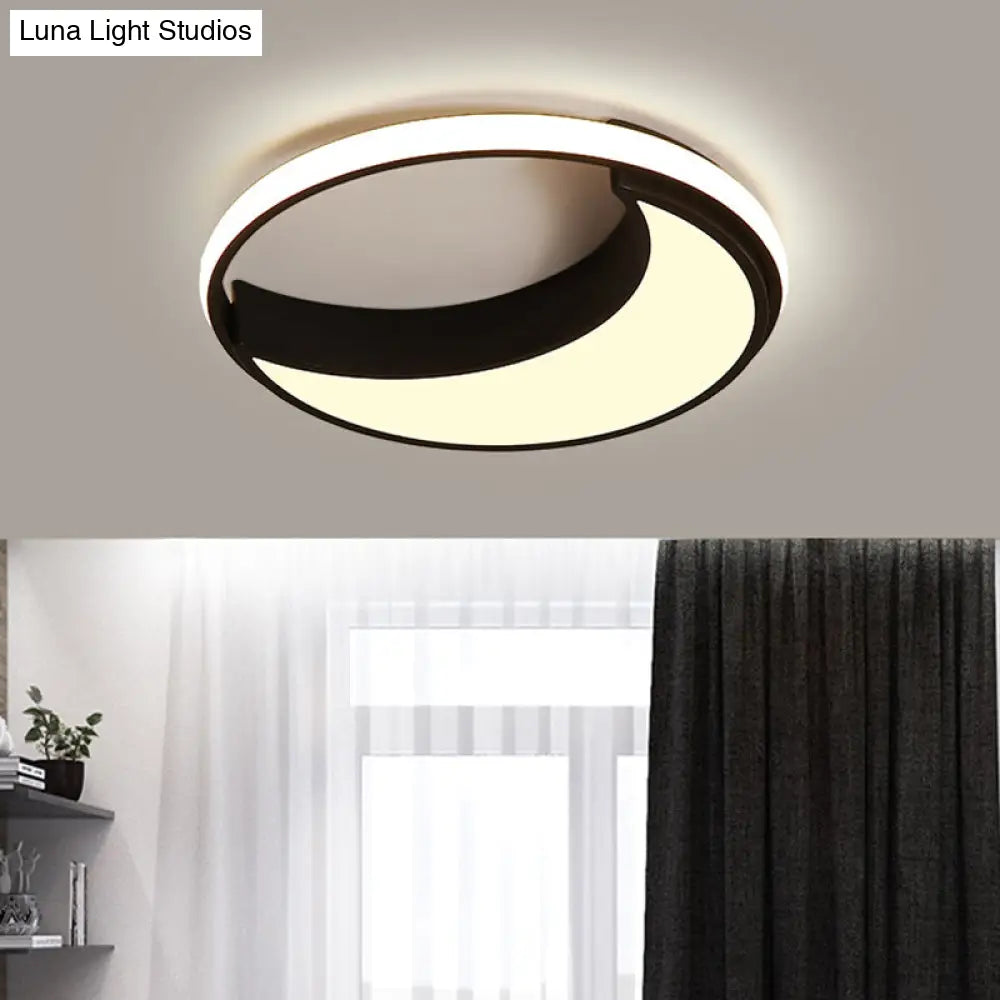 Moon Ceiling Light: Minimalist Metal Led Flush Mount Choose White/Warm Natural Light 16.5/19.5 Width