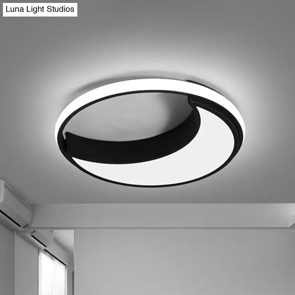 Moon Ceiling Light: Minimalist Metal Led Flush Mount Choose White/Warm Natural Light 16.5/19.5 Width