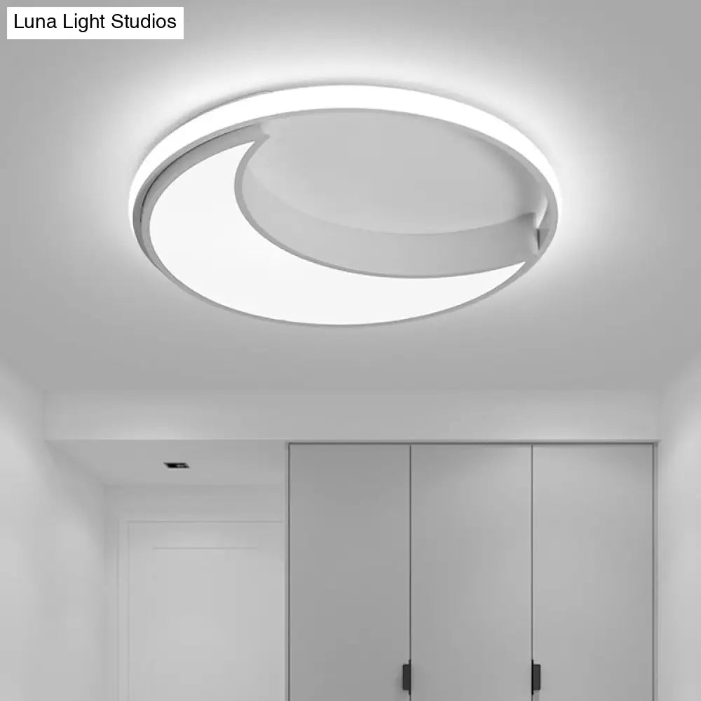 Moon Ceiling Light: Minimalist Metal Led Flush Mount Choose White/Warm Natural Light 16.5/19.5 Width