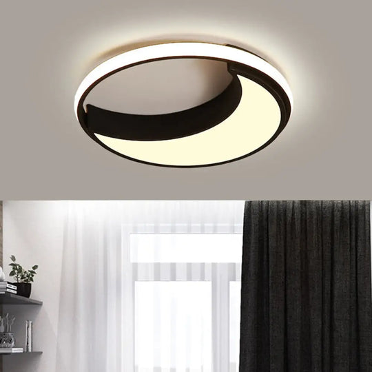 Moon Ceiling Light: Minimalist Metal Led Flush Mount Choose White/Warm Natural Light