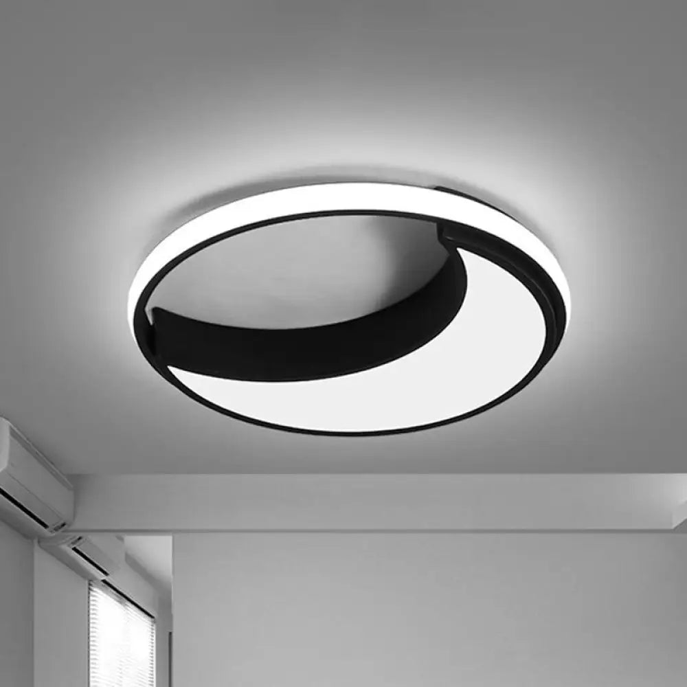 Moon Ceiling Light: Minimalist Metal Led Flush Mount Choose White/Warm Natural Light