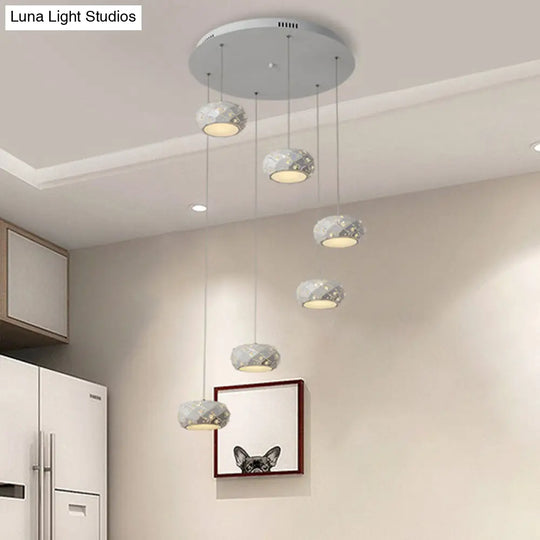 Morgane - Modern Drum Pendant Light Metal Led White Suspension Lighting In White/Warm With