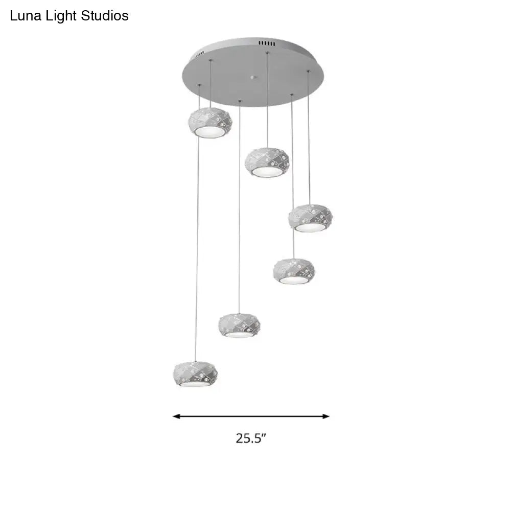 Morgane - Modern Drum Pendant Light Metal Led White Suspension Lighting In White/Warm With