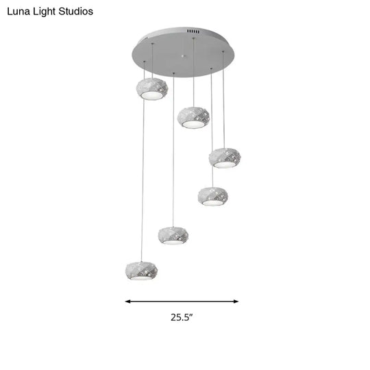 Morgane - Modern Drum Pendant Light Metal Led White Suspension Lighting In White/Warm With