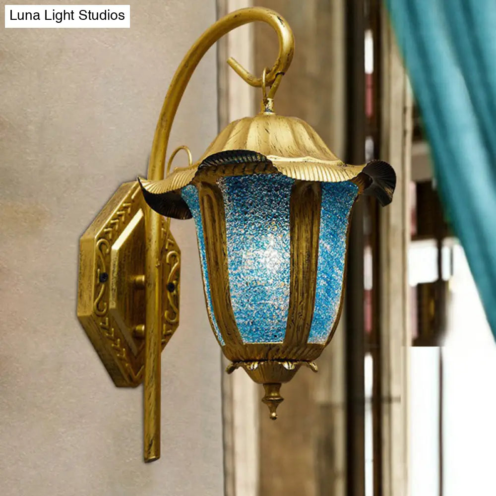 Moroccan Bell Metallic Wall Light Fixture - Single-Bulb Mounted Lamp In Lake Blue