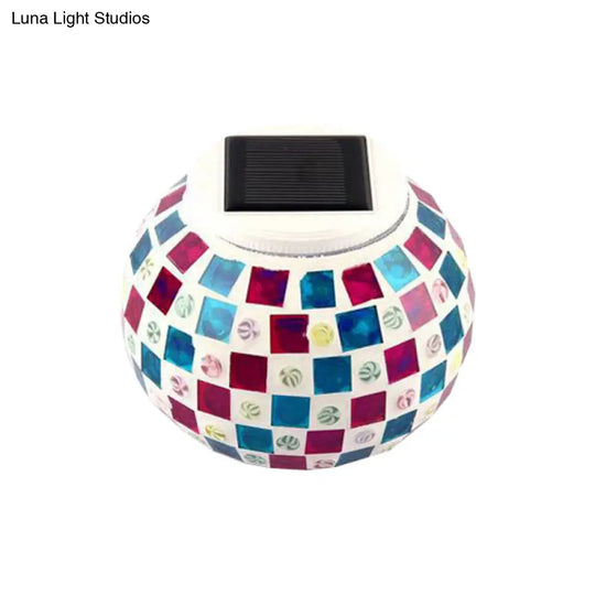 Mosaic Stained Glass Solar Globe Table Lamp - Bedside Decorative Lighting Fixture