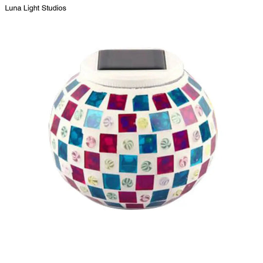 Mosaic Stained Glass Solar Globe Table Lamp - Bedside Decorative Lighting Fixture