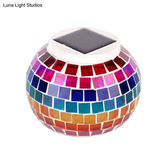 Mosaic Stained Glass Solar Globe Table Lamp - Bedside Decorative Lighting Fixture