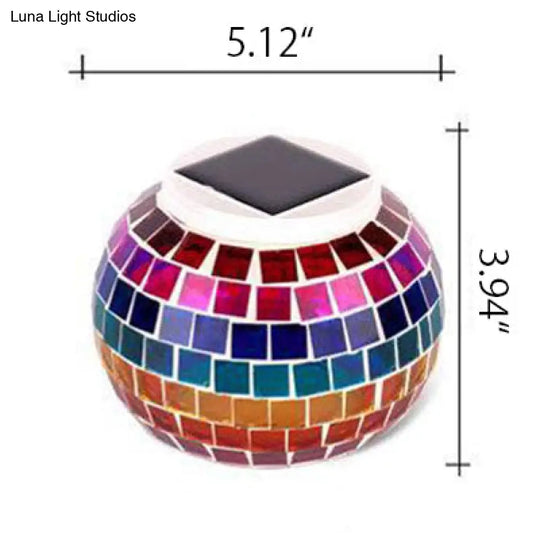 Mosaic Stained Glass Solar Globe Table Lamp - Bedside Decorative Lighting Fixture