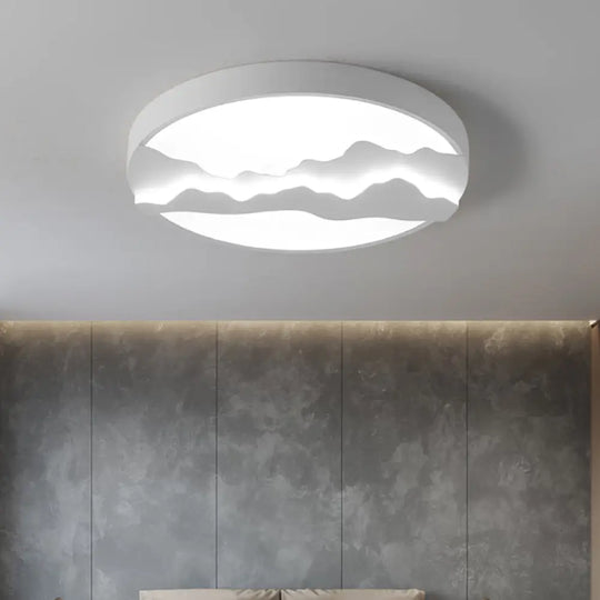 Mountain View Flush Led Ceiling Light In Simple Gray/White Finish - 16/19.5 Wide With Warm/White