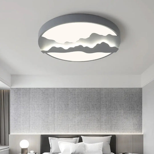 Mountain View Flush Led Ceiling Light In Simple Gray/White Finish - 16/19.5 Wide With Warm/White