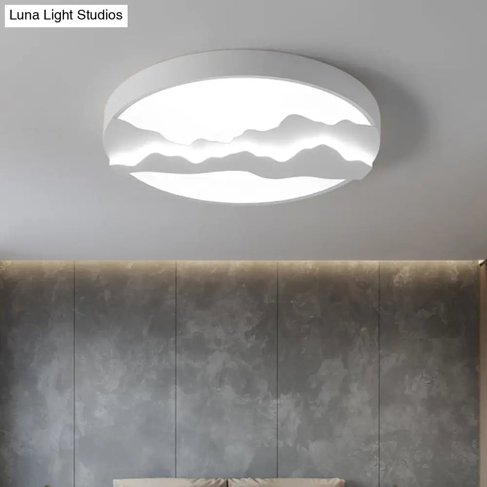 Mountain View Flush Mount Light: Modern Gray/White Metal 16/19.5 Led Ceiling Fixture With Warm/White