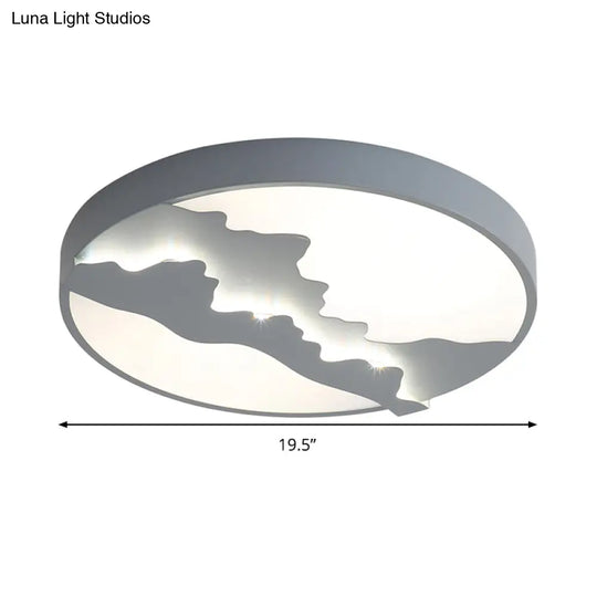 Mountain View Flush Mount Light: Modern Gray/White Metal 16/19.5 Led Ceiling Fixture With Warm/White