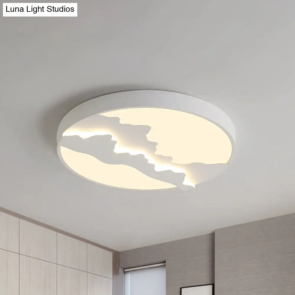 Mountain View Flush Mount Light: Modern Gray/White Metal 16/19.5 Led Ceiling Fixture With Warm/White