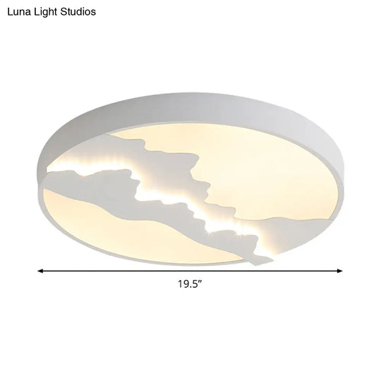 Mountain View Flush Mount Light: Modern Gray/White Metal 16/19.5 Led Ceiling Fixture With Warm/White