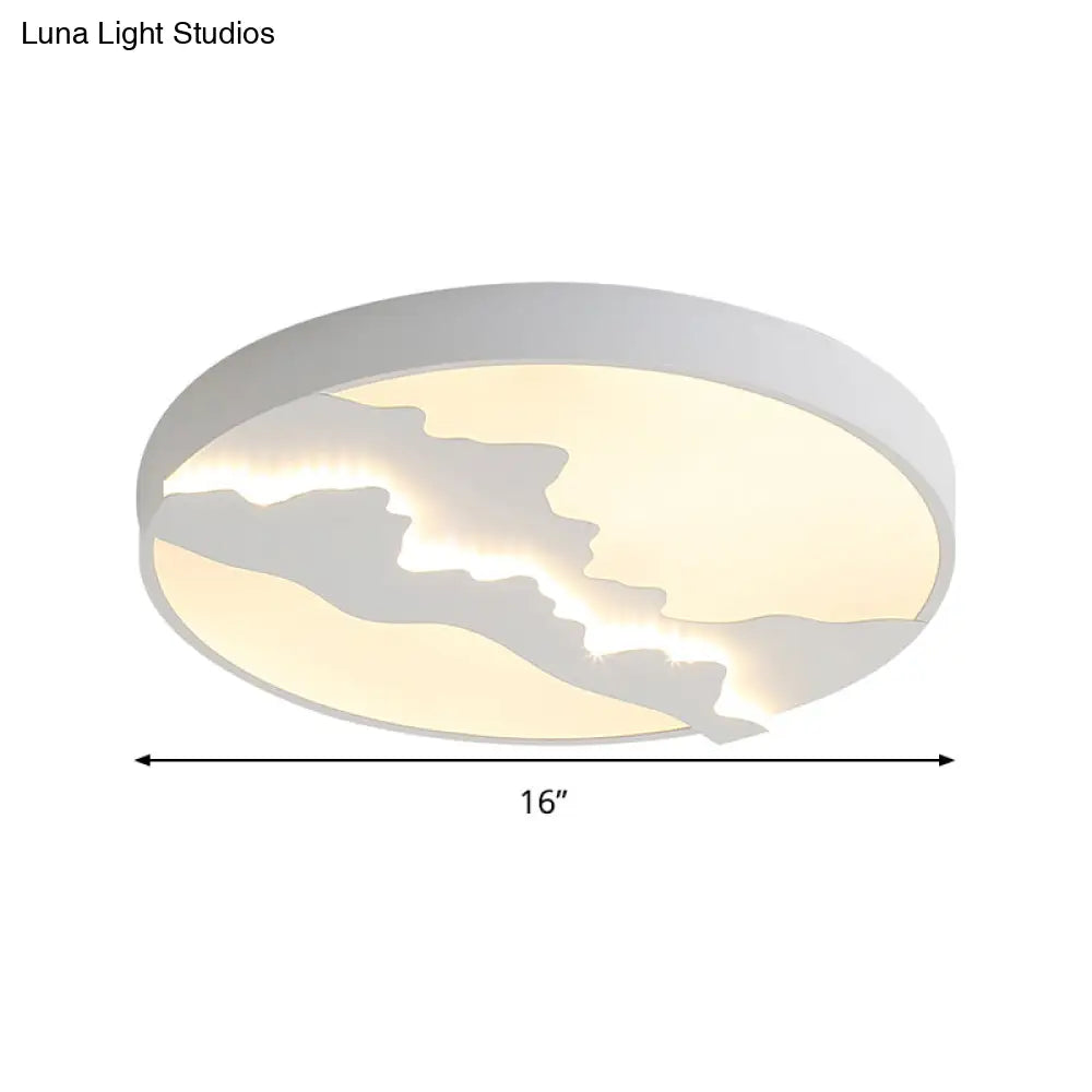 Mountain View Flush Mount Light: Modern Gray/White Metal 16/19.5 Led Ceiling Fixture With Warm/White