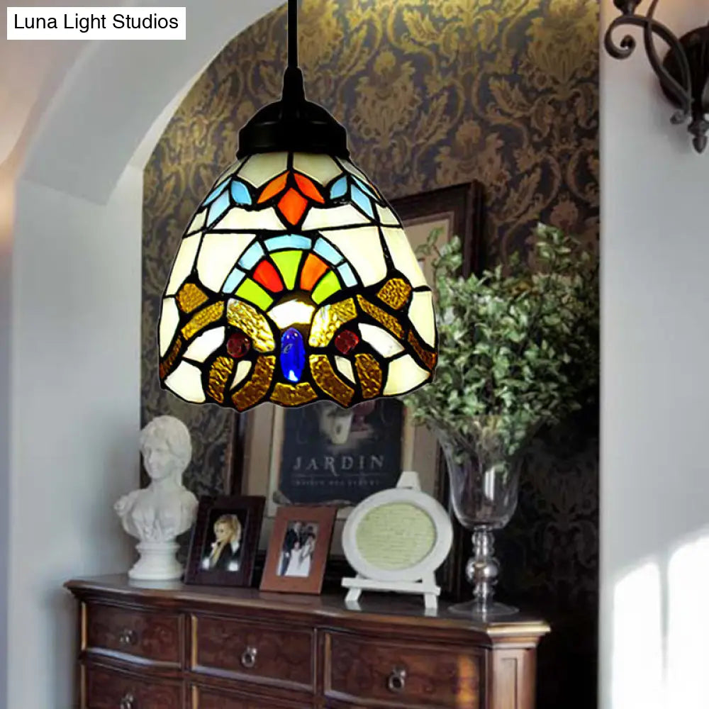 Multi-Color Art Glass Pendant Light In Baroque Style For Ceiling Fixture