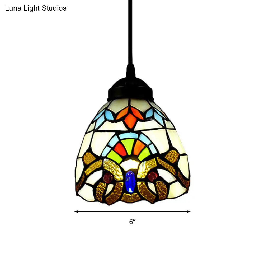 Baroque Art Glass Pendant Light - Multi-Color Bell Ceiling Fixture