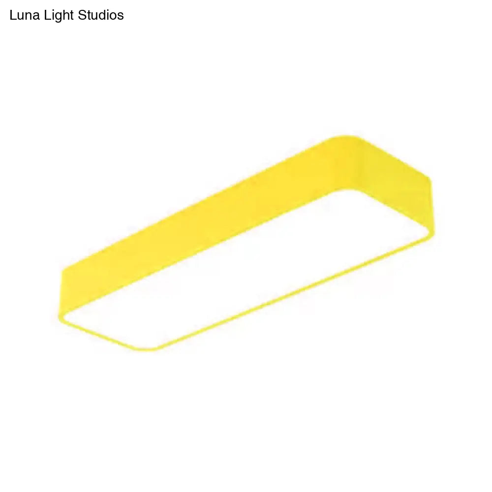 Multi-Color Rectangle Flush Mount Led Ceiling Lamp For Kindergarten With Modern Acrylic And Metal