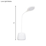 Multi-Colored Round Shade Desk Lamp With Usb Charging Led Reading Light And Pen Holder